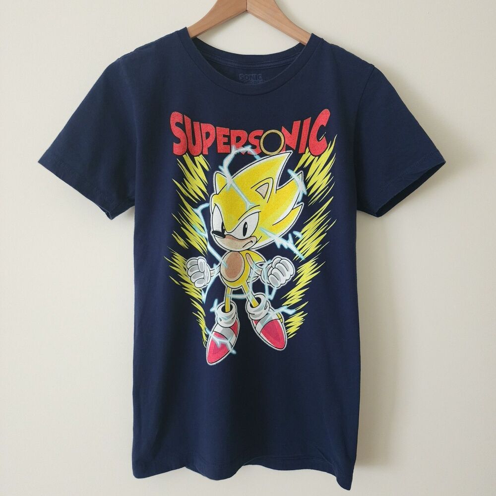 Sonic The Hedgehog Super Sonic SEGA Graphic T-Shirt Men's Size S Cotton EUC